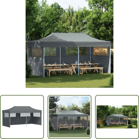 vidaXL Tenda per eventi all'aperto -  Tenda Pieghevole Pop-Up con Pareti Laterali 3x6 m Antracite