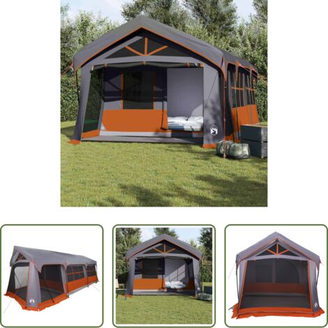 vidaXL Tenda per eventi -  Tenda Familiare con tetto Grigio e arancione 620 x 322 x 240 cm