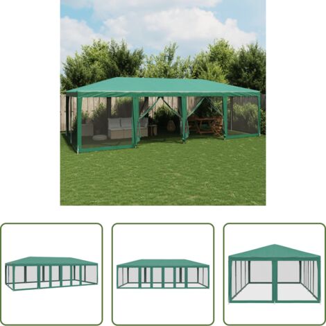 vidaXL Tenda per eventi -  Tenda per Feste con 12 Pareti Laterali in Rete Verde 8x4 m HDPE