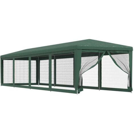 vidaXL Tenda per Feste con 10 Pareti Laterali in Rete Verde 3x12m HDPE