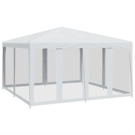 vidaXL Tenda per Feste con 8 Pareti Laterali in Rete Bianco 4x4 m HDPE