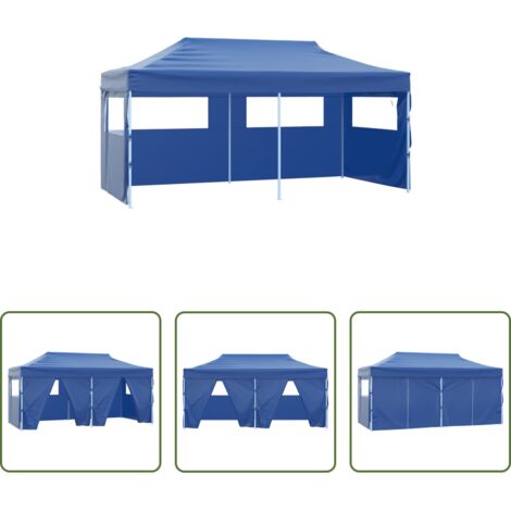 vidaXL Tenda per feste -  Gazebo Pieghevole con 4 Pareti 3x6m Acciaio Blu