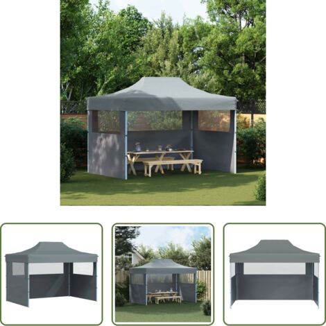 vidaXL Tenda per feste -  Gazebo Professionale Pieghevole 3 Pareti 3x4m Acciaio Antracite