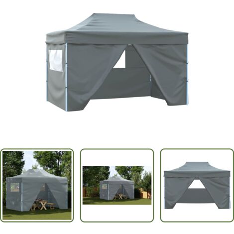 vidaXL Tenda per feste -  Gazebo Professionale Pieghevole 4 Pareti 3x4m Acciaio Antracite