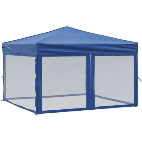 vidaXL Tenda per Feste Pieghevole con Pareti Laterali Blu 3x3 m