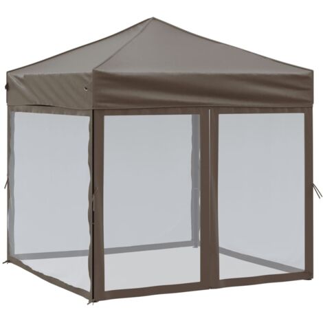 vidaXL Tenda per Feste Pieghevole con Pareti Laterali Tortora 2x2 m