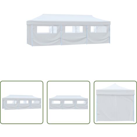 vidaXL Tenda per feste -  Tenda Pieghevole Pop-Up con 8 Pareti Laterali 3x9 m Bianca