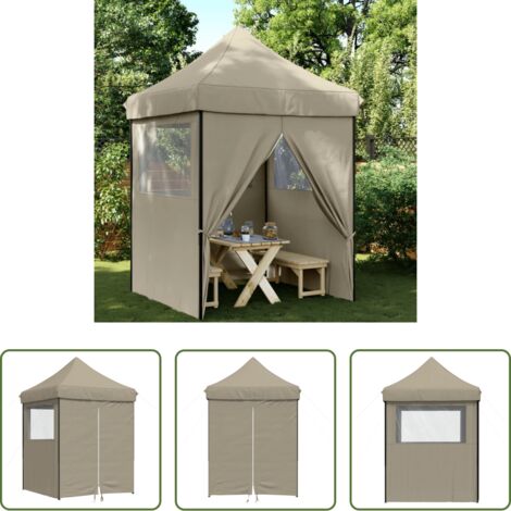 vidaXL Tenda per feste -  Tendone per Feste Pieghevole Pop-Up con 4 Pareti Tortora
