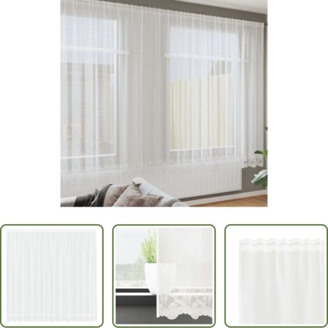 vidaXL Tenda per finestra -  Tenda in Pizzo con tende Bianco 200 x 400 cm Poliestere