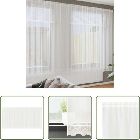 vidaXL Tenda per finestra -  Tenda in Pizzo con tende Bianco 200 x 750 cm Poliestere