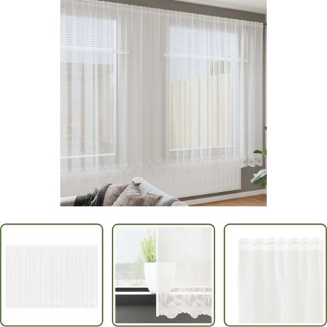 vidaXL Tenda per finestra -  Tenda in Pizzo con tende Bianco 220 x 600 cm Poliestere