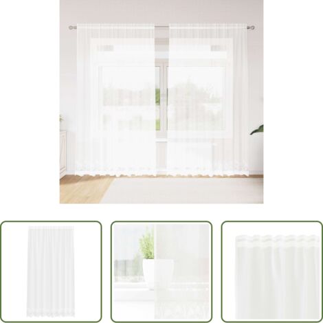 vidaXL Tenda per finestra -  Tenda in Pizzo con tende Bianco 245 x 200 cm Poliestere
