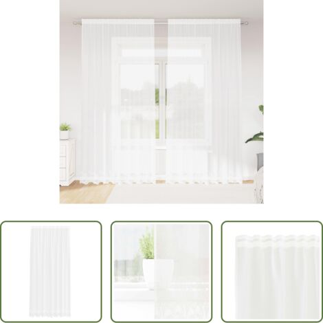 vidaXL Tenda per finestra -  Tenda in Pizzo con tende Bianco 280 x 200 cm Poliestere