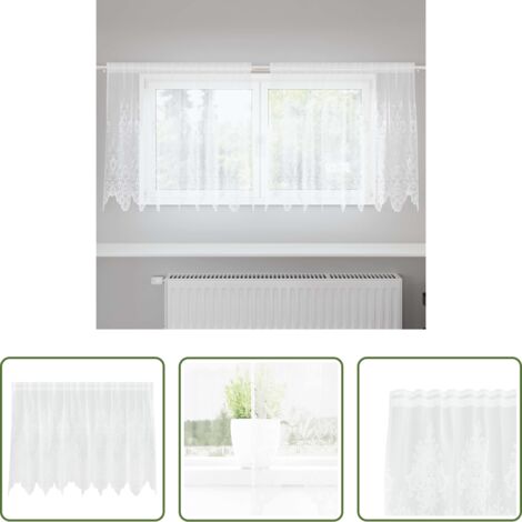 vidaXL Tenda per finestra -  Tenda in Pizzo con tende Floreale Bianco 80 x 200 cm Poliestere