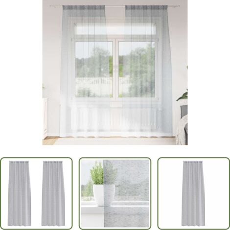 vidaXL Tenda per finestra -  Tenda in Velo 2 pcs Grigio scuro 225 x 140 cm Poliestere