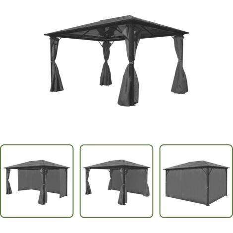 vidaXL Tenda per gazebo -  Gazebo con Tenda Antracite in Alluminio 400x300 cm