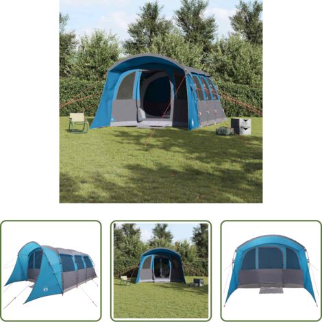 vidaXL Tenda per giardino -  Tenda Familiare con tetto Blu e Grigio 576 x 325 x 213 cm