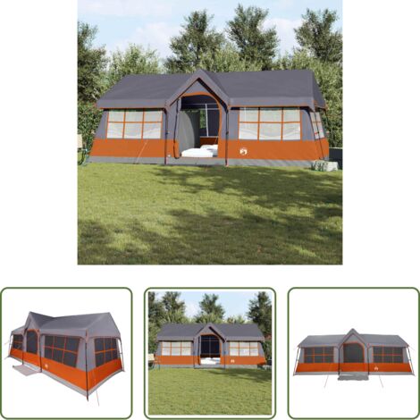 vidaXL Tenda per giardino -  Tenda Familiare con tetto Grigio e arancione 622 x 295 x 238 cm
