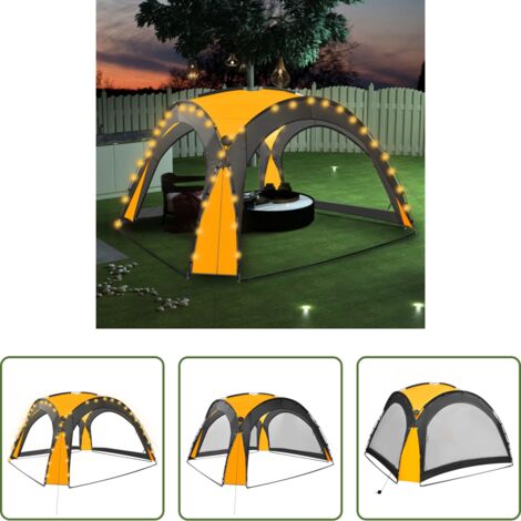 vidaXL Tenda per giardino -  Tenda per Feste con LED e 4 Pareti 3,6x3,6x2,3 m Gialla