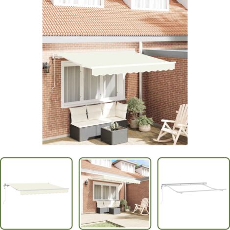 vidaXL Tenda per giardino -  Tenda Retrattile Crema 300 x 200 cm Tessuto