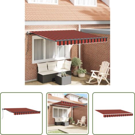 vidaXL Tenda per giardino -  Tenda Retrattile Rosso e Nero 350 x 250 cm Tessuto e Alluminio