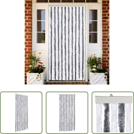 vidaXL Tenda per mosche -  Zanzariera Grigio e Bianco 90x220 cm Ciniglia