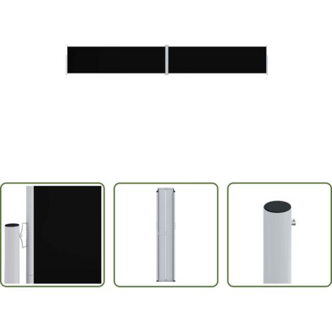 vidaXL Tenda per privacy -  Tenda da Sole Laterale Retrattile Nera 180x1200 cm