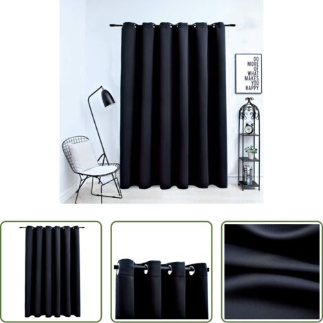 vidaXL Tenda per salotto -  Tenda Oscurante con Anelli in Metallo Nera 290x245  cm