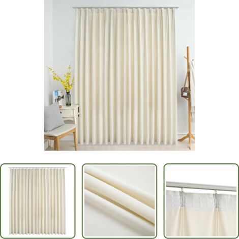vidaXL Tenda per salotto -  Tenda Oscurante con Ganci Crema in Velluto 290x245 cm