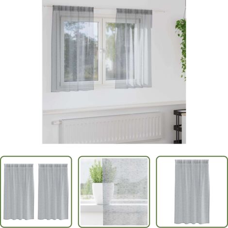 vidaXL Tenda per soggiorno -  Tenda in Velo 2 pcs Grigio scuro 140 x 140 cm Poliestere
