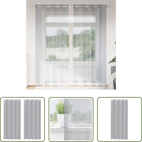 vidaXL Tenda per soggiorno -  Tenda in Velo 2 pcs Grigio scuro 225 x 140 cm Poliestere