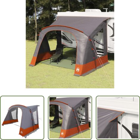 vidaXL Tenda per terrazza -  Tenda da Carovana per 5 Persone con tetto Grigio e arancione