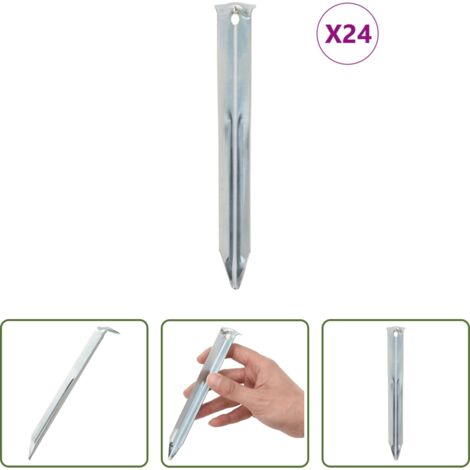 vidaXL Tenda -  Picchetti per Tenda 24 pz 17 cm Ø20 mm in Acciaio Zincato