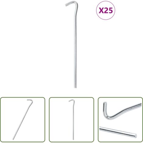 vidaXL Tenda -  Picchetti per Tenda 25 pz 23 cm Ø7 mm in Acciaio Zincato