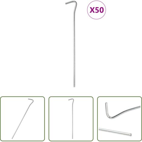 vidaXL Tenda -  Picchetti per Tenda 50 pz 23 cm Ø5 mm in Acciaio Zincato