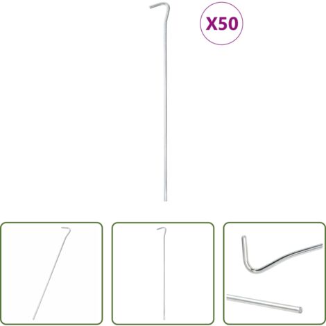vidaXL Tenda -  Picchetti per Tenda 50 pz 30 cm Ø7 mm in Acciaio Zincato