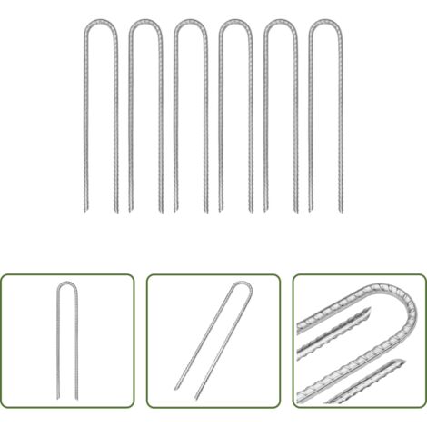 vidaXL Tenda -  Picchetti per Tenda 6pz a Forma di U 30cm Ø7 mm Acciaio Zincato