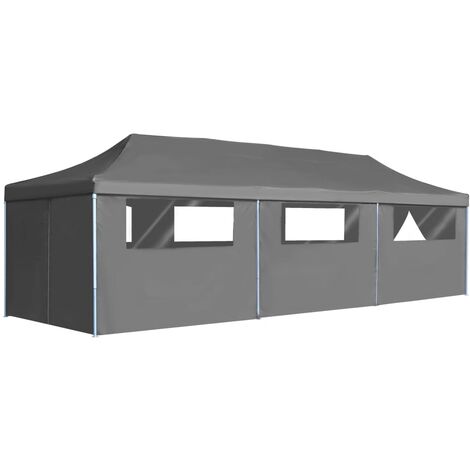 vidaXL Tenda Pieghevole Pop-Up con 8 Pareti Laterali 3x9 m Antracite