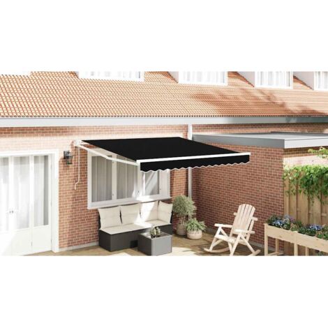 vidaXL Tenda Retrattile Nero 350 x 250 cm Tessuto
