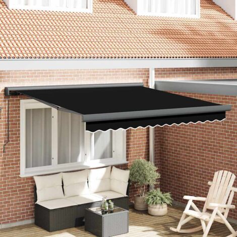 vidaXL Tenda Retrattile Nero 350 x 250 cm Tessuto e Metallo