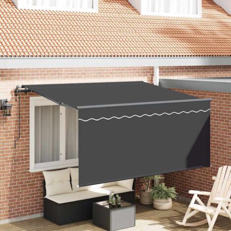 vidaXL Tenda Retrattile Rigato Antracite 300 x 200 cm Tessuto
