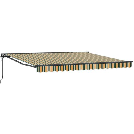 vidaXL Tenda Retrattile Verde e Giallo 400x300 cm Tessuto