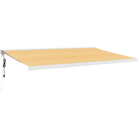 vidaXL Tenda Sole Retrattile Gialla e Bianca 5x3 m Tessuto e Alluminio