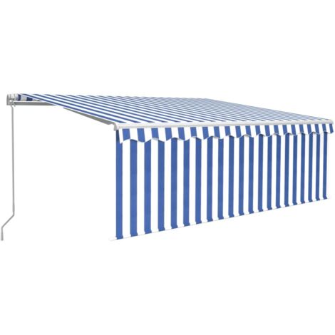vidaXL Tenda Sole Retrattile Manuale con Parasole 4,5x3m Blu e Bianco
