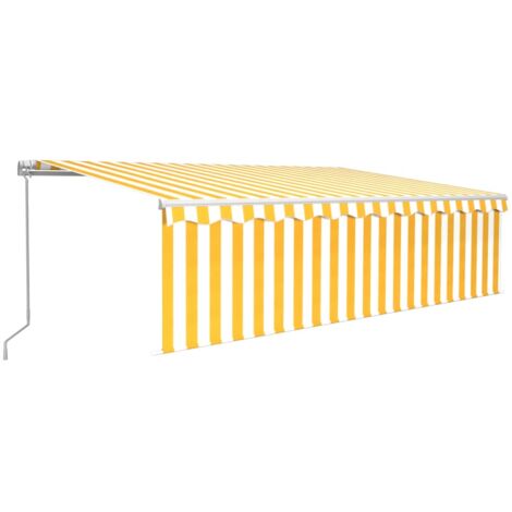 vidaXL Tenda Sole Retrattile Manuale con Parasole 5x3m Gialla Bianca