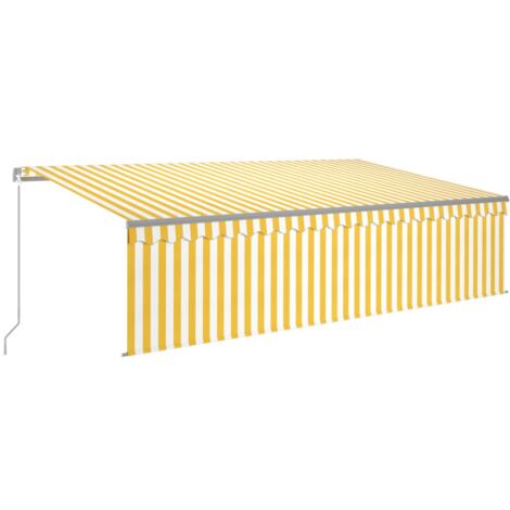 vidaXL Tenda Sole Retrattile Manuale con Parasole 5x3m Gialla Bianca