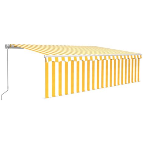 vidaXL Tenda Sole Retrattile Manuale Parasole LED 5x3m Gialla Bianca