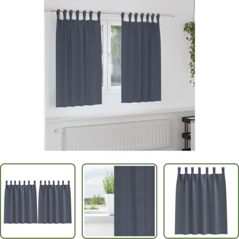 vidaXL Tende a tre strati -  Tende Blackout con Anelli 2 pcs Antracite 140 x 140 cm