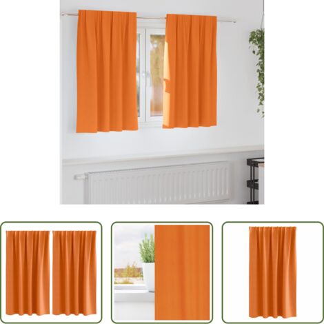 vidaXL Tende a tre strati -  Tende Blackout con Anelli 2 pcs Arancione Vivo 140 x 140 cm