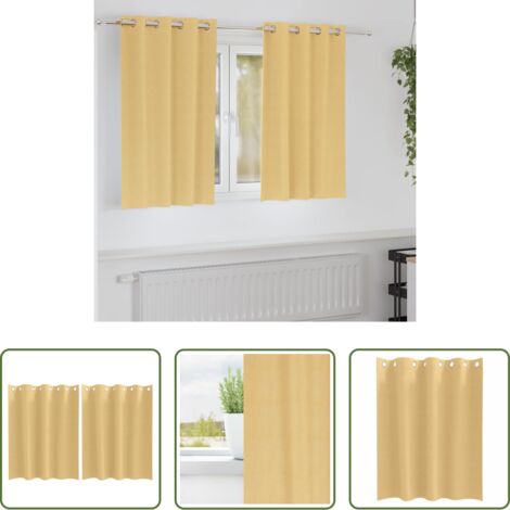 vidaXL Tende a tre strati -  Tende Blackout con Anelli 2 pcs Beige 140 x 140 cm Poliestere